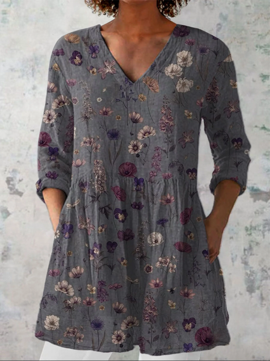 Audrey | Long Blouse with V-Neck