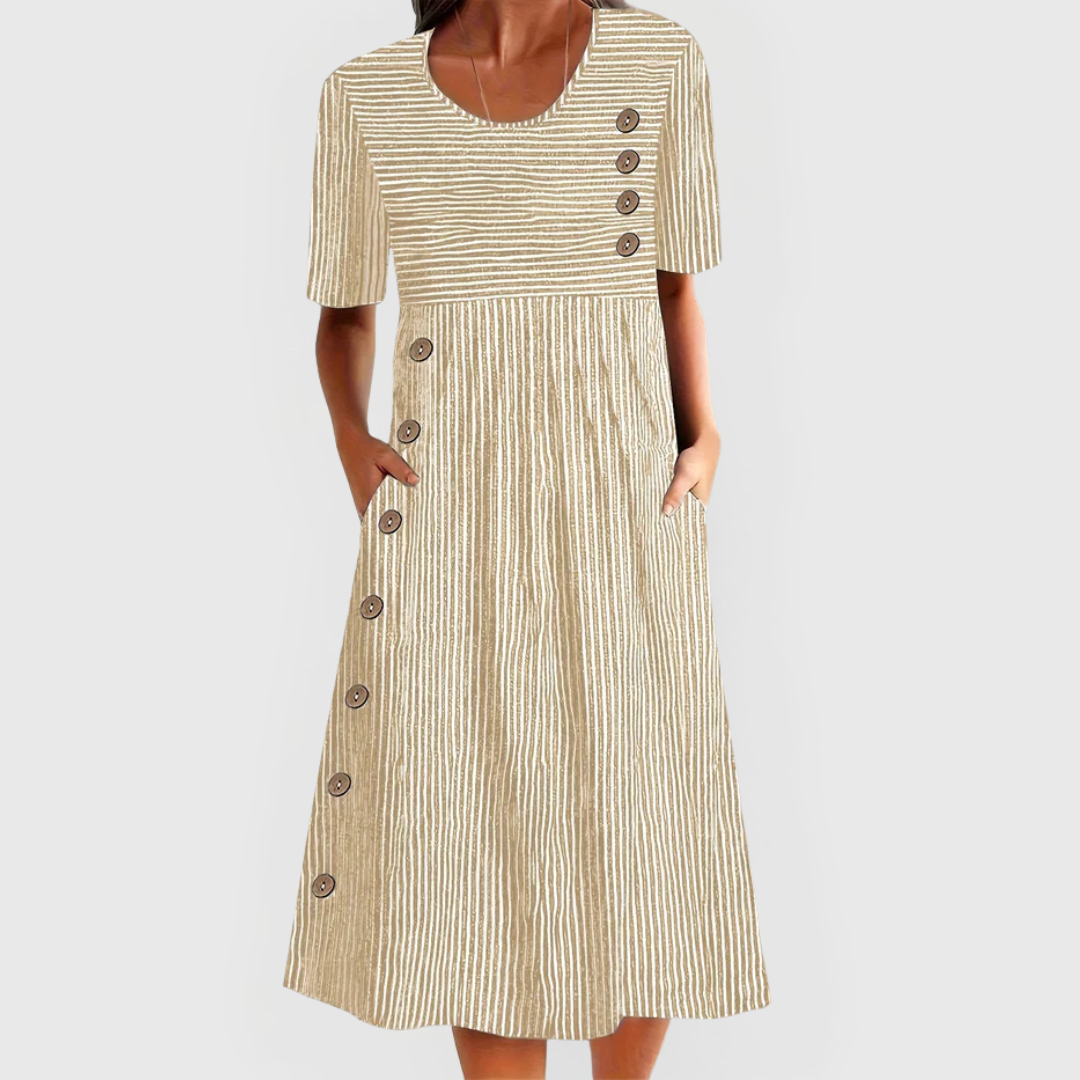 Thea | Pinstripe Midi Dress