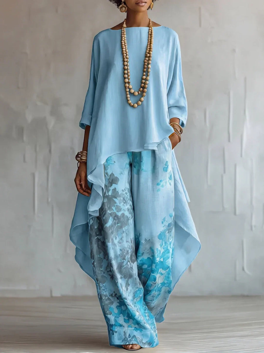 Arlena | Flowy Asymmetrical Floral Two Piece Set