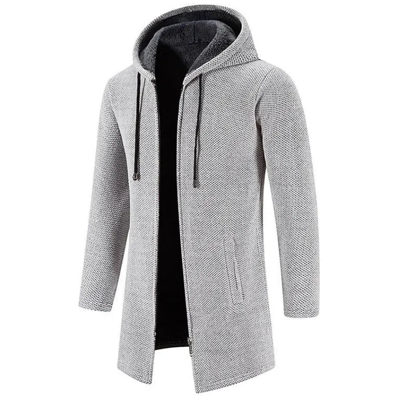 Levi | Warm Knit Long Hooded Cardigan Coat