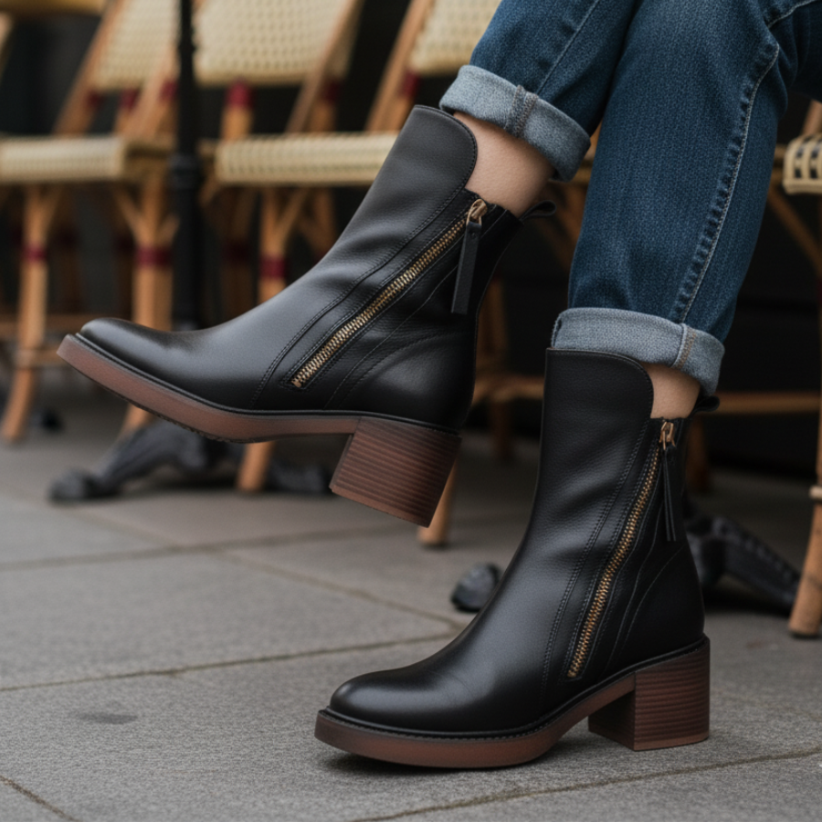 Pernelle | Square Heel Leather Boots