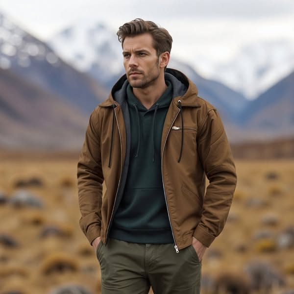 Isak | Warm Fleece Lined Hooded Vintage Jacket