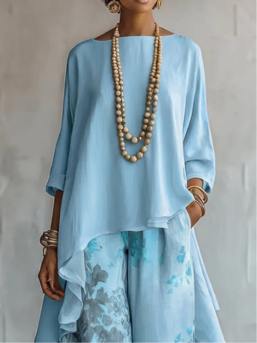 Arlena | Flowy Asymmetrical Floral Two Piece Set