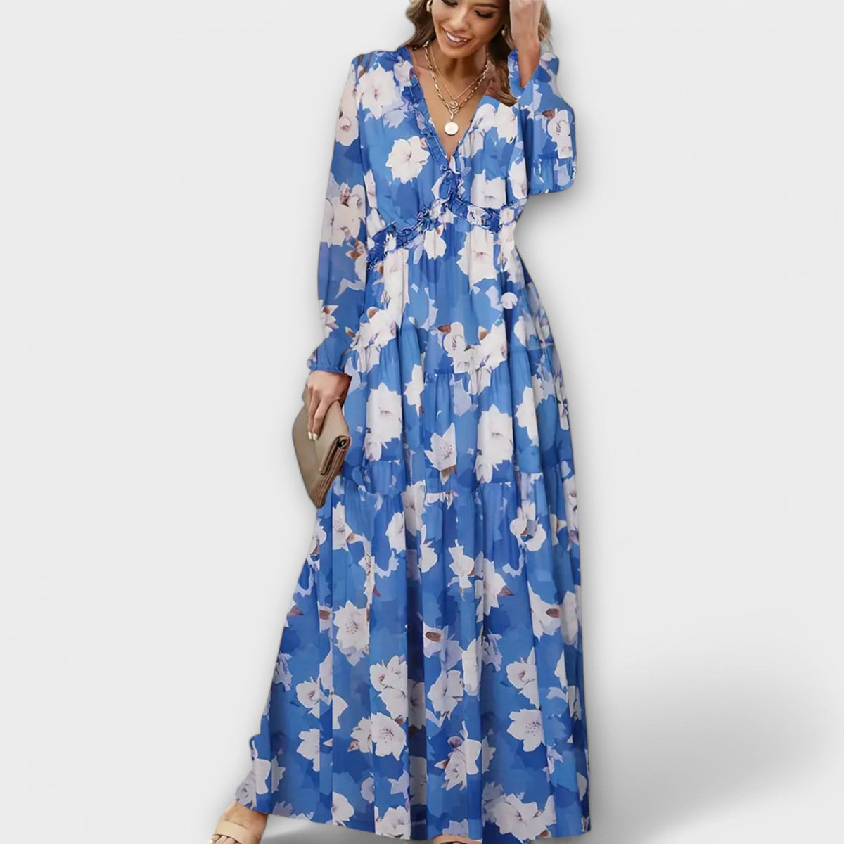 Aldona | Floral V-Neck Maxi Dress