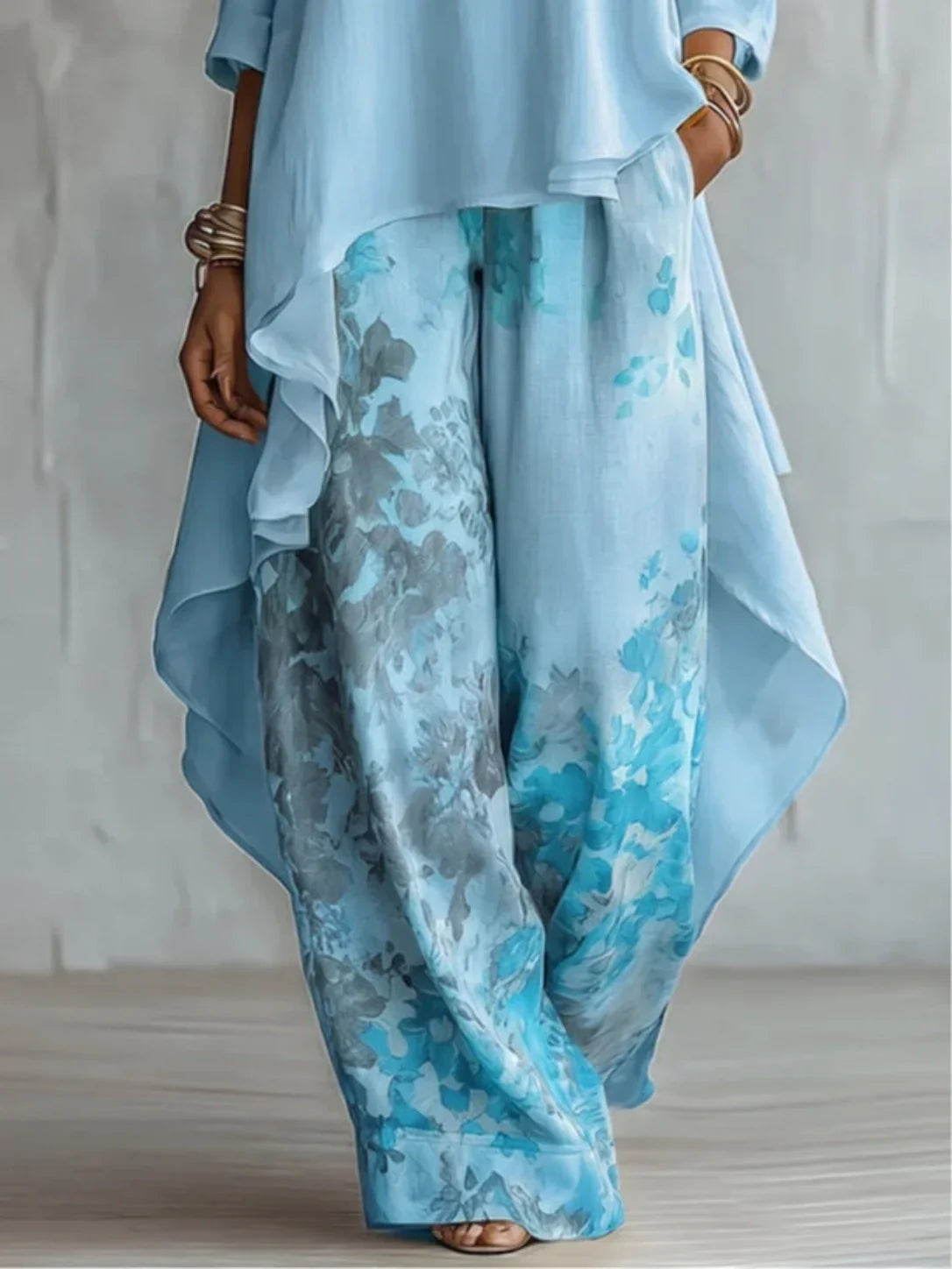 Arlena | Flowy Asymmetrical Floral Two Piece Set