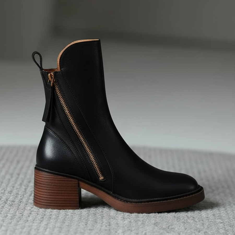 Pernelle | Square Heel Leather Boots