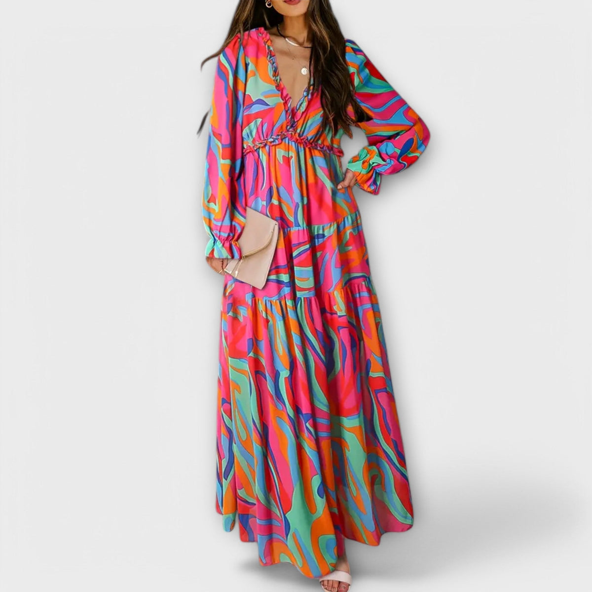 Aldona | Floral V-Neck Maxi Dress