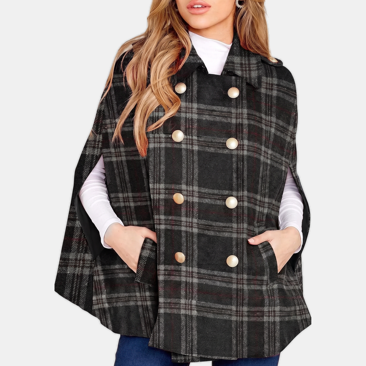Women's Double Breasted Cape Midi Winter Coat