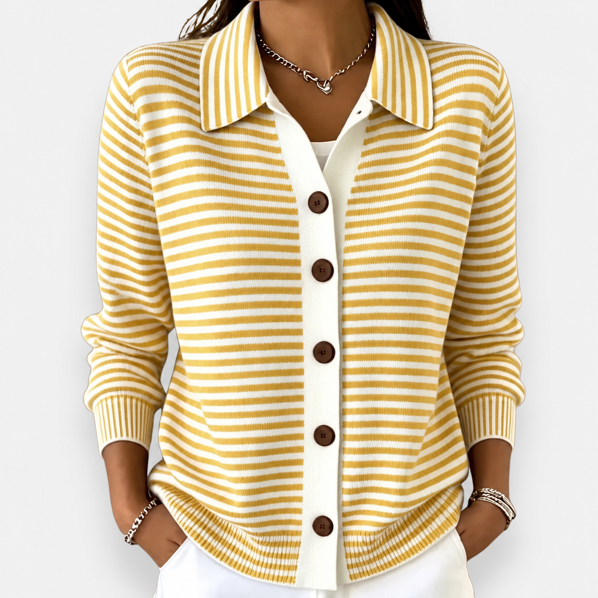 Lesley | The Striped Cardigan