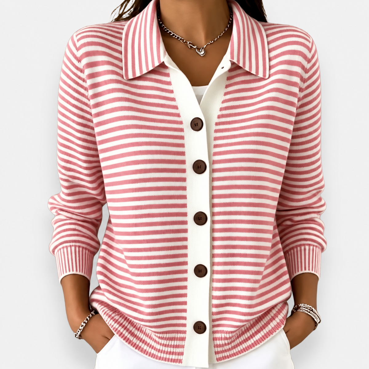 Lesley | The Striped Cardigan