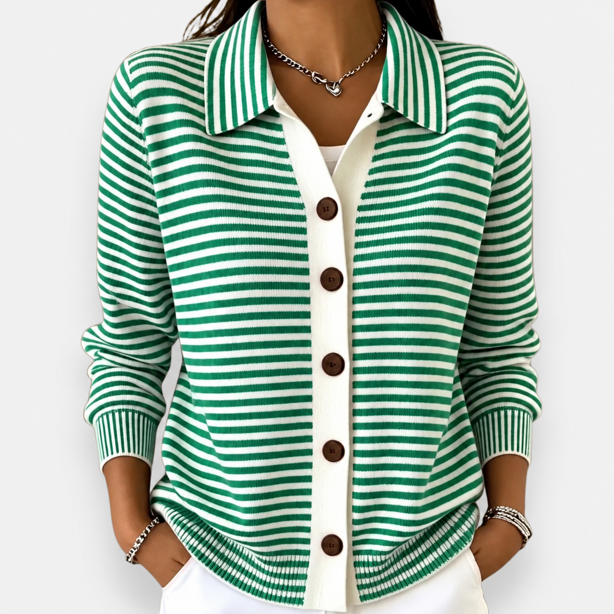 Lesley | The Striped Cardigan