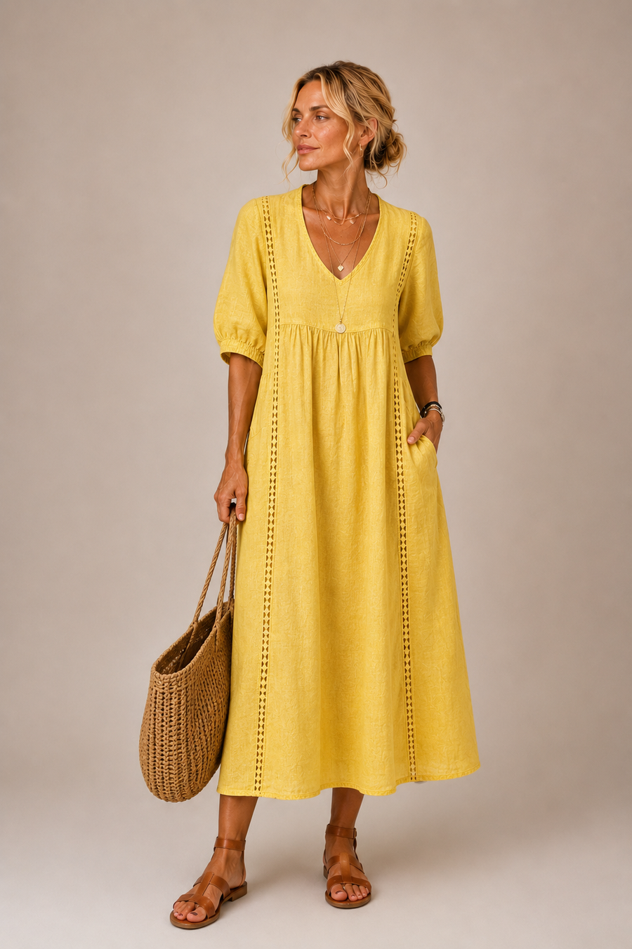 Colette | V-Neck Lace Midi Dress