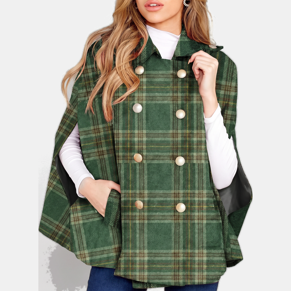 Women's Double Breasted Cape Midi Winter Coat