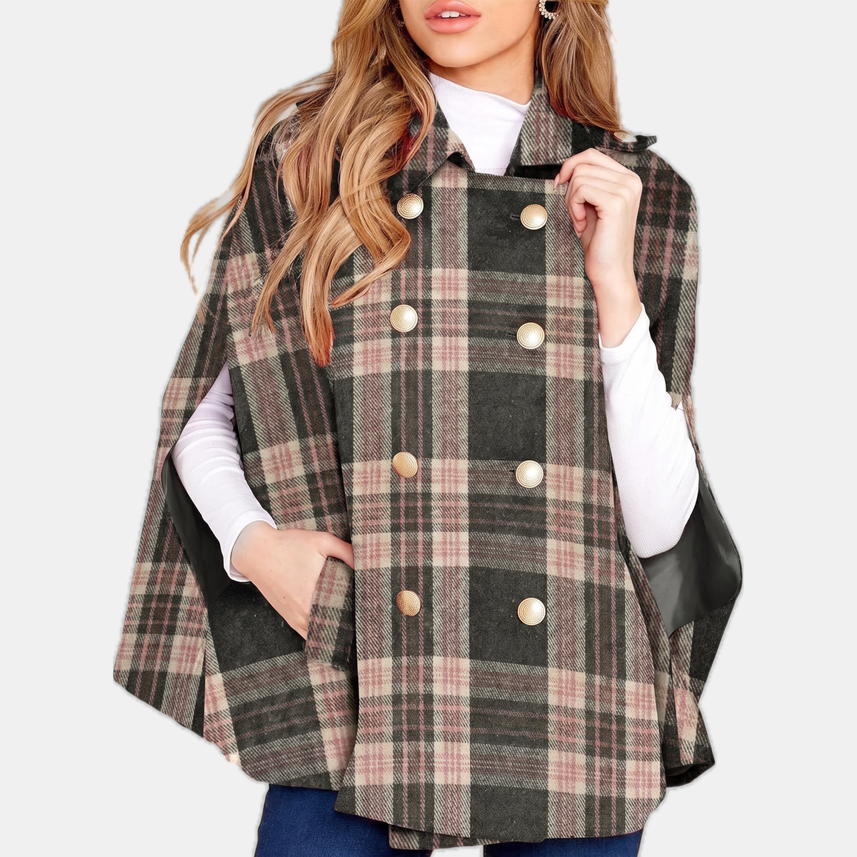 Women's Double Breasted Cape Midi Winter Coat