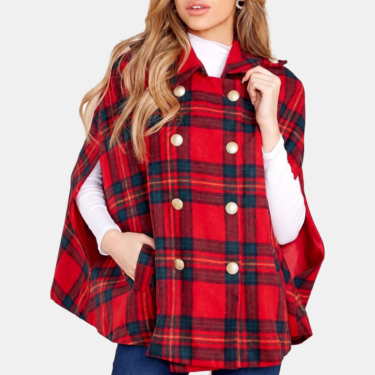 Women's Double Breasted Cape Midi Winter Coat