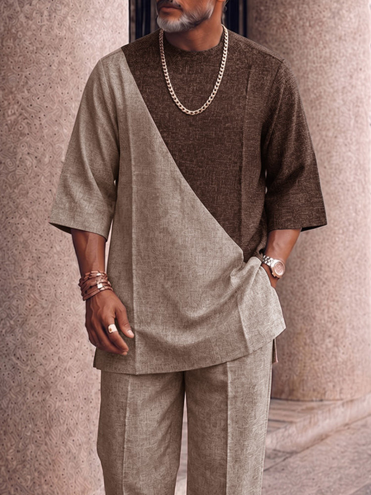 Effortless Style Colorblock T-Shirt Pants Set