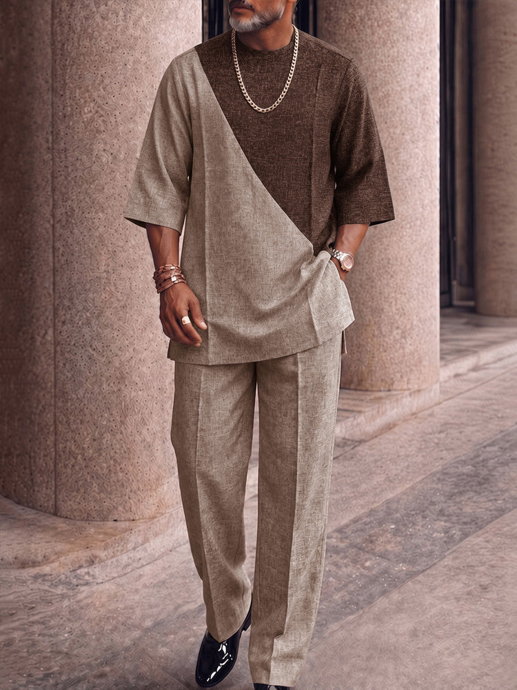 Effortless Style Colorblock T-Shirt Pants Set
