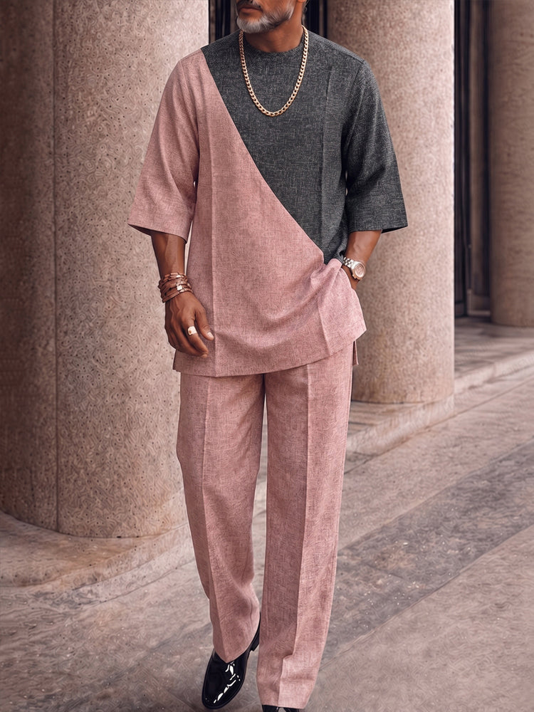 Effortless Style Colorblock T-Shirt Pants Set