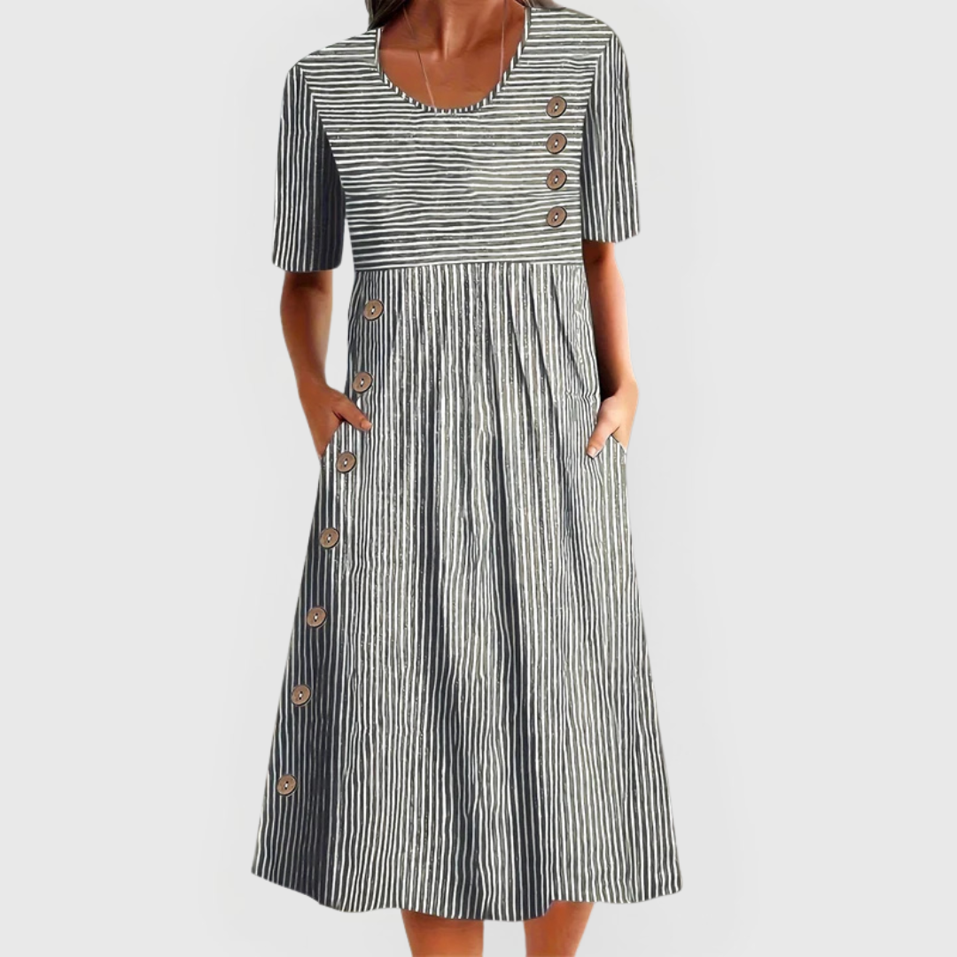 Thea | Pinstripe Midi Dress