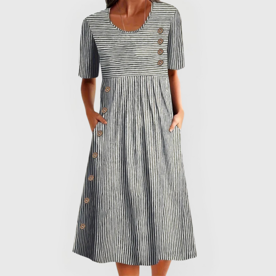 Thea | Pinstripe Midi Dress