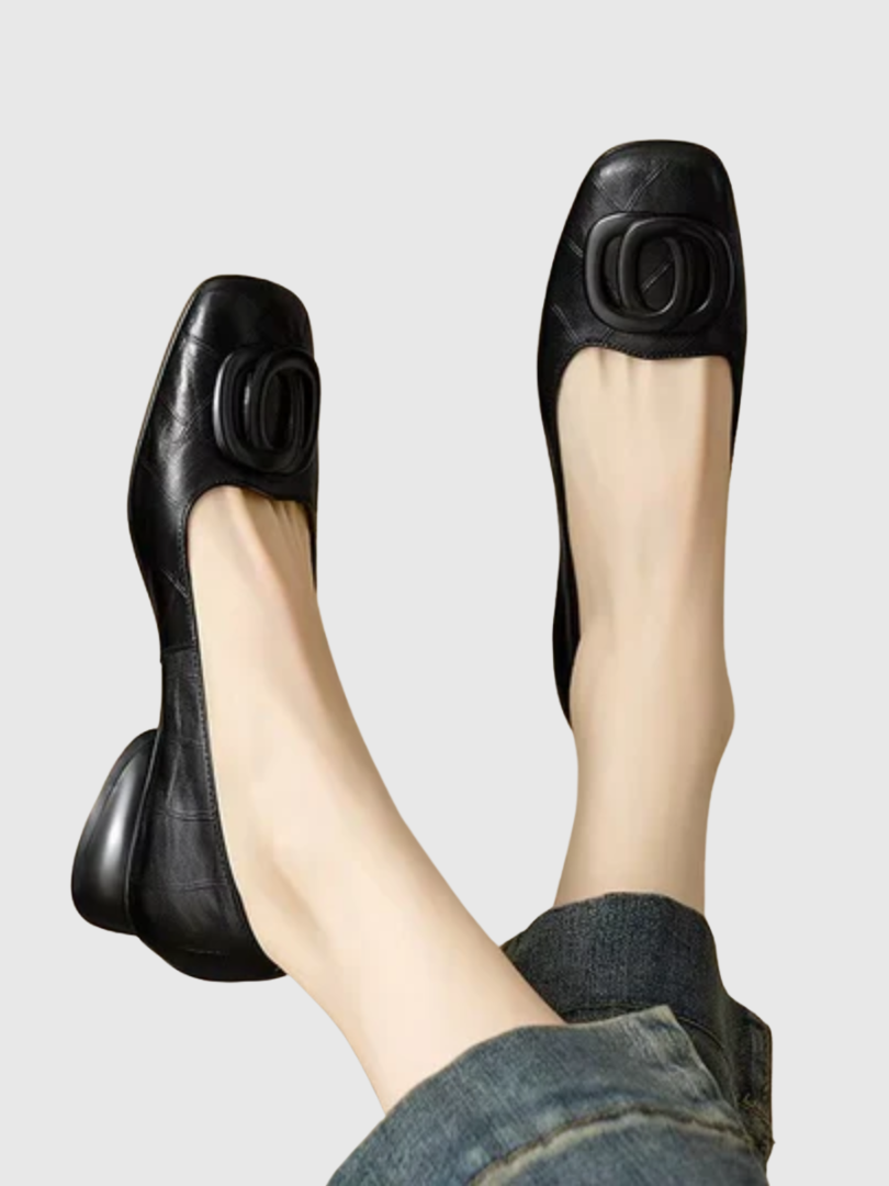 Margot | Square Toe Leather Flats