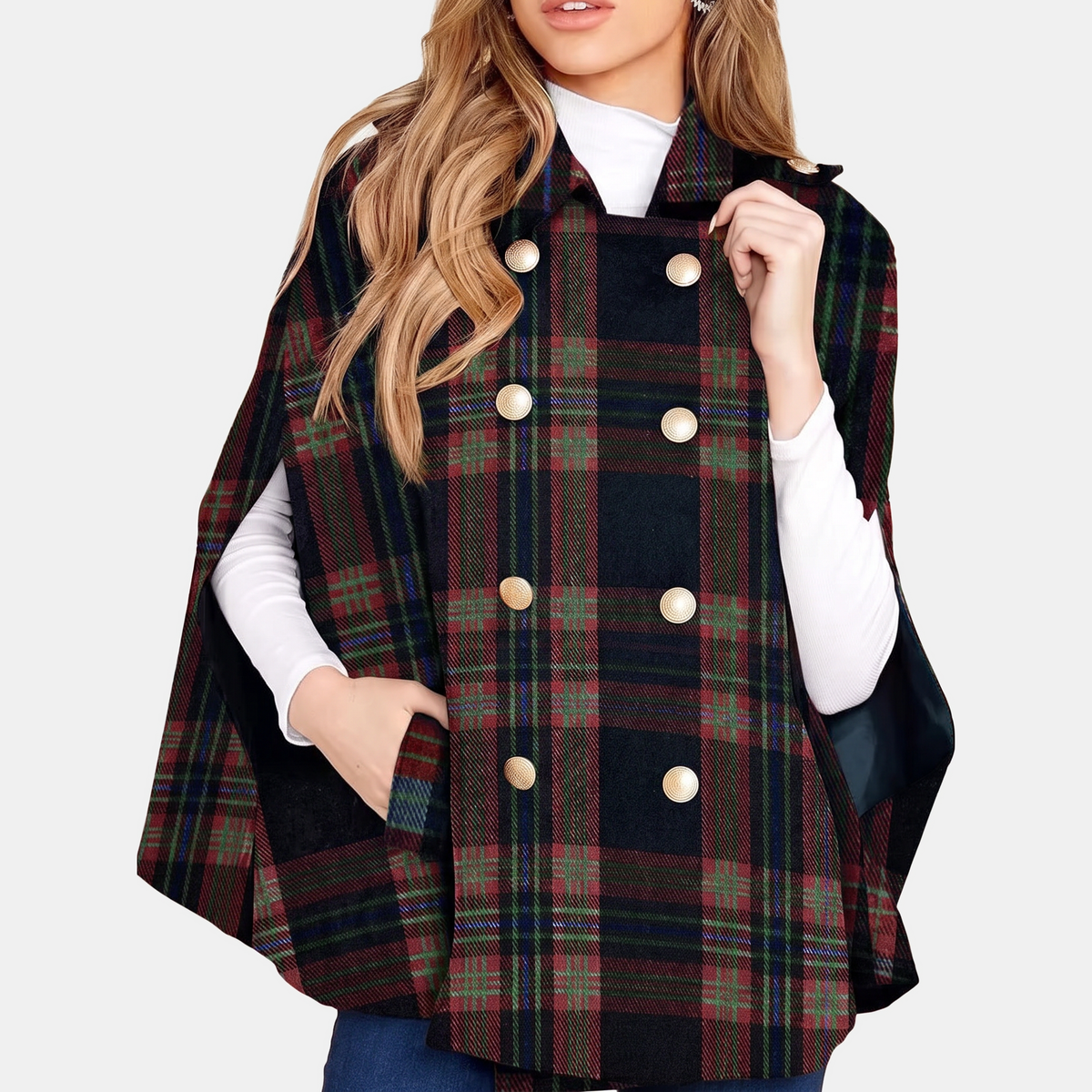 Women's Double Breasted Cape Midi Winter Coat