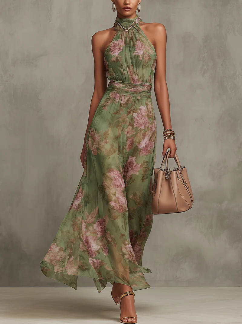 Livie | Floral Halter Maxi Dress