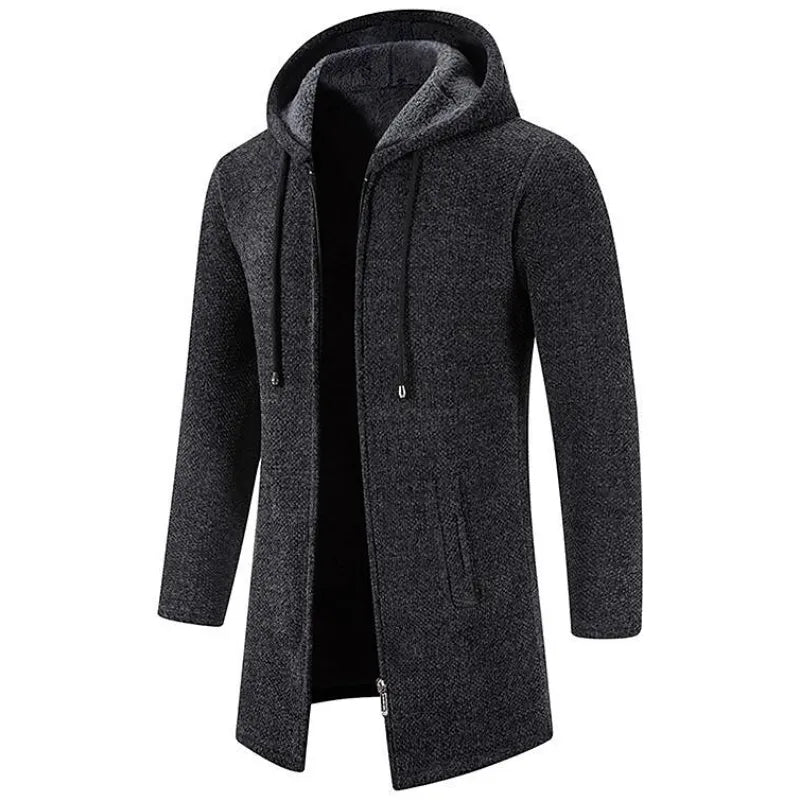 Levi | Warm Knit Long Hooded Cardigan Coat