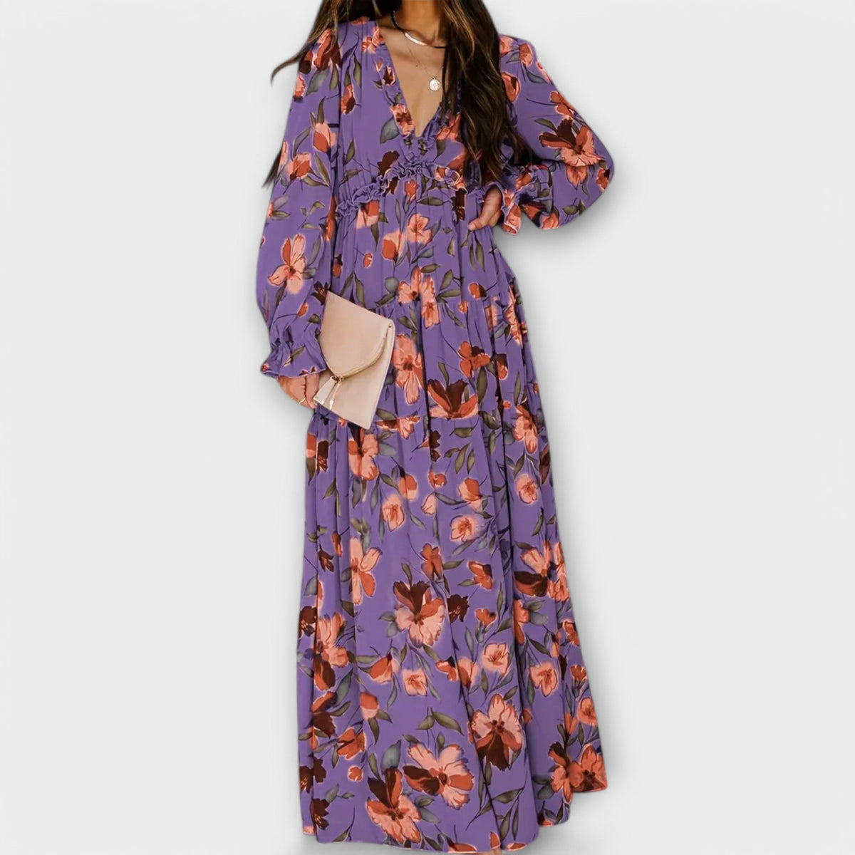 Aldona | Floral V-Neck Maxi Dress