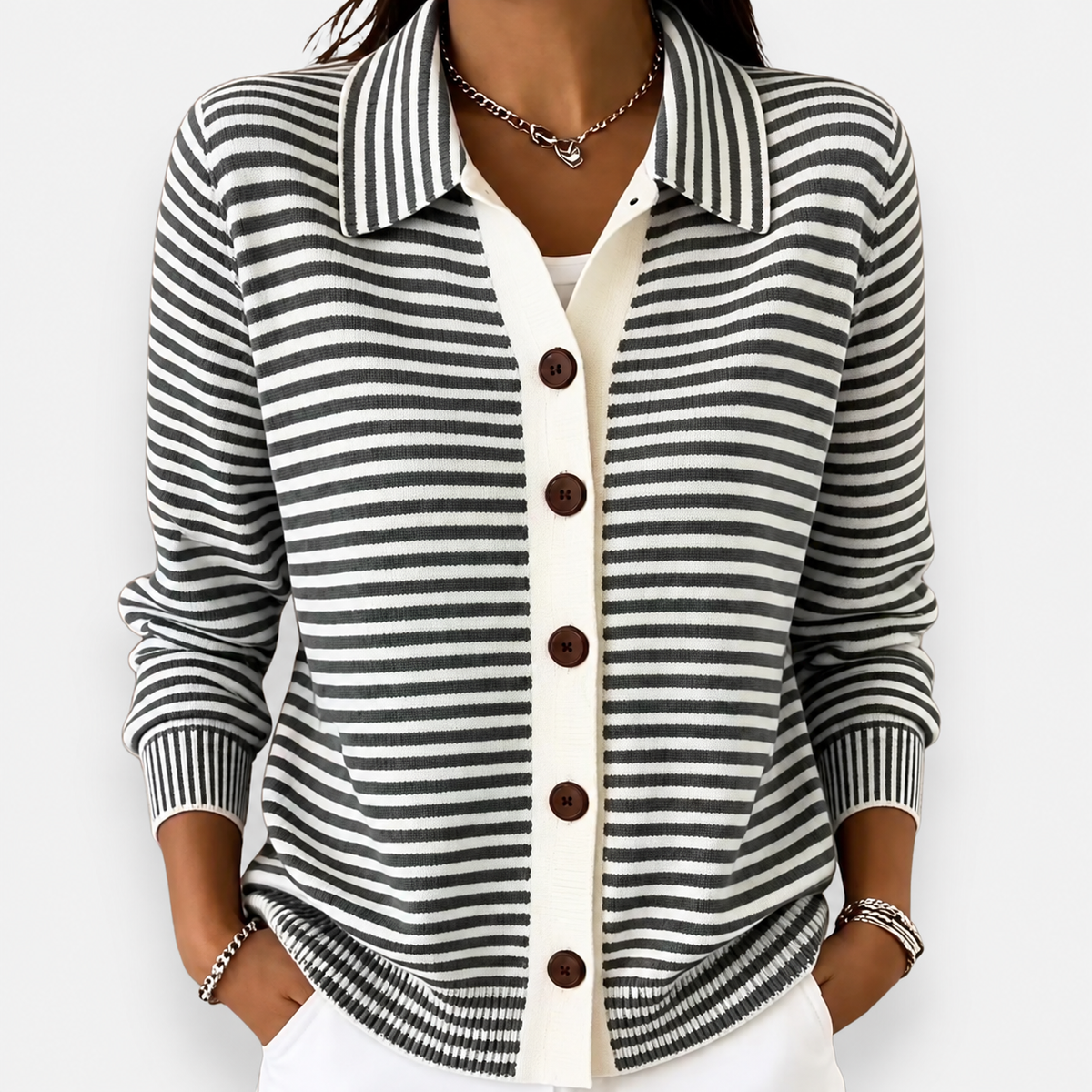 Lesley | The Striped Cardigan