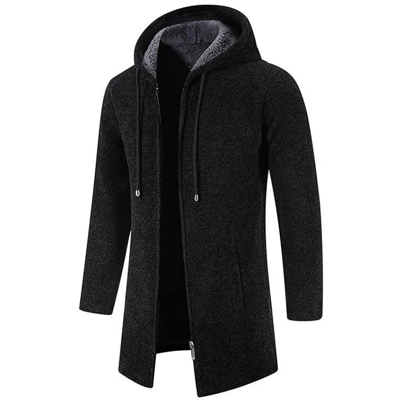 Levi | Warm Knit Long Hooded Cardigan Coat