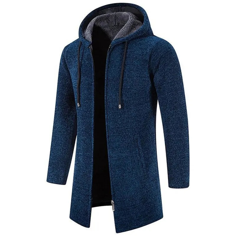 Levi | Warm Knit Long Hooded Cardigan Coat