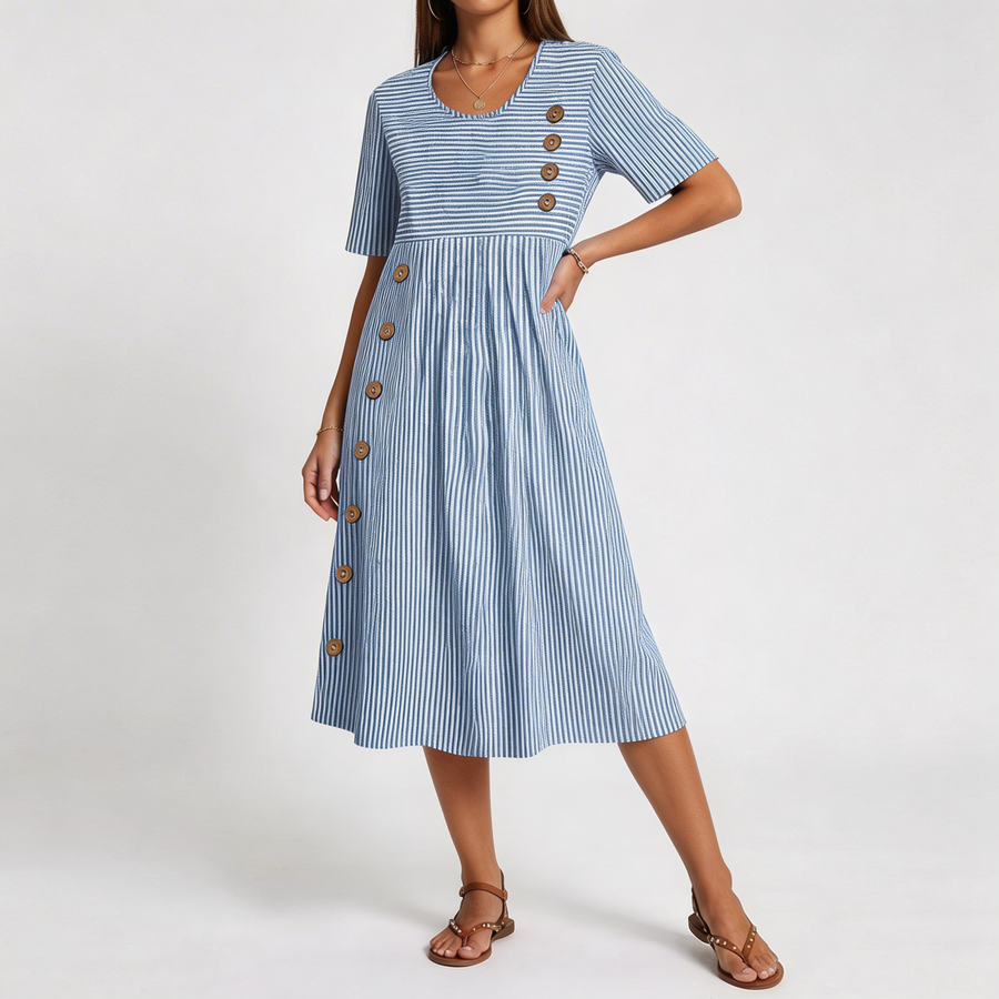 Thea | Pinstripe Midi Dress