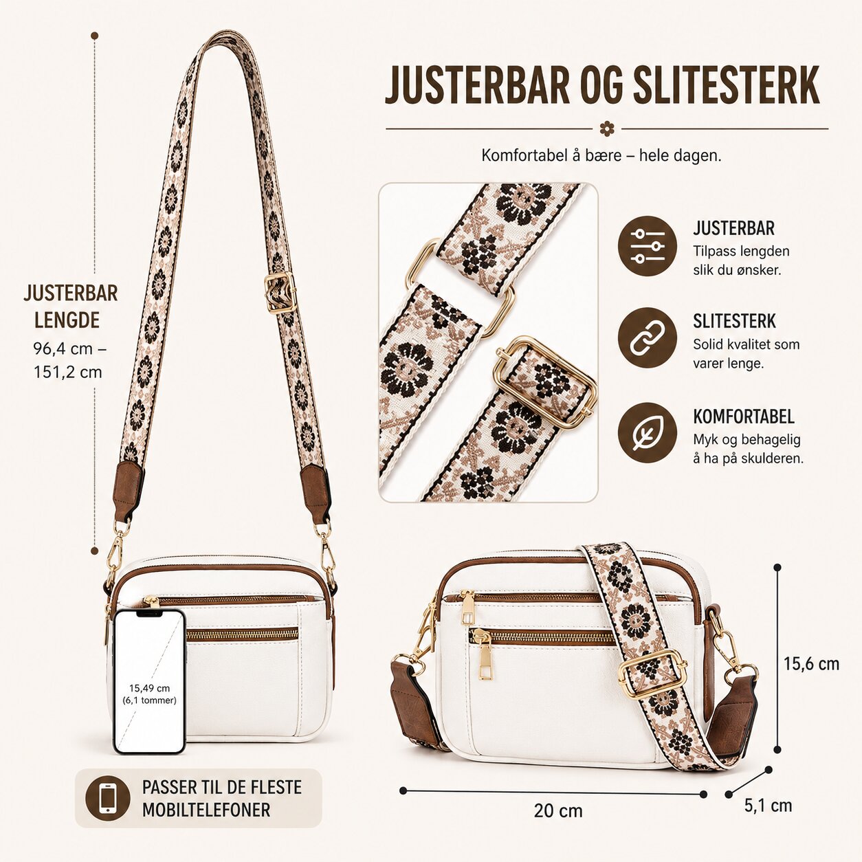Eira™ – Justerbar stropp crossover-veske