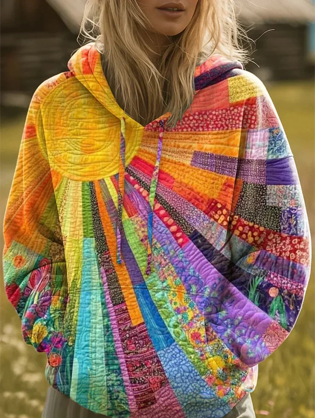 Clover - Bohemian Multicolor Patchwork Hoodie